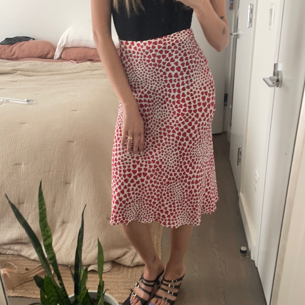 Realisation Par 100% silk heart midi skirt